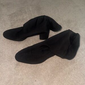 3.5 inch heel black socks boots